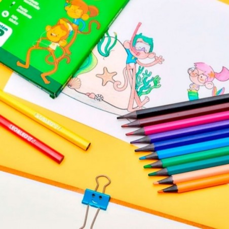 Kit 6 Caixas Mini Lápis De Cor Sextavado 12 Cores Leo E Leo