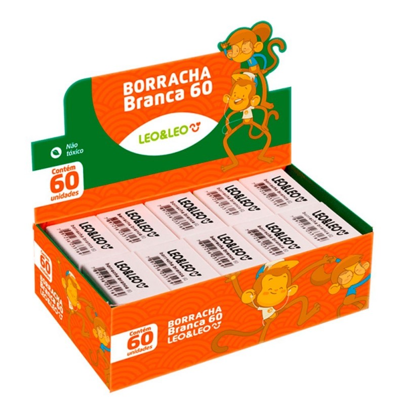Borracha Branca Quadrada Caixa 60 Unidades Leo & Leo