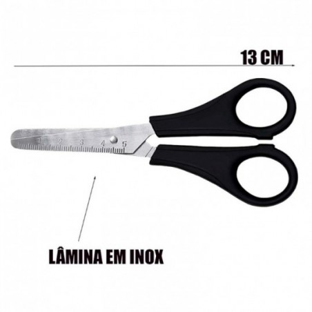 Kit 6 Tesouras Escolar Ponta Redonda Pequena