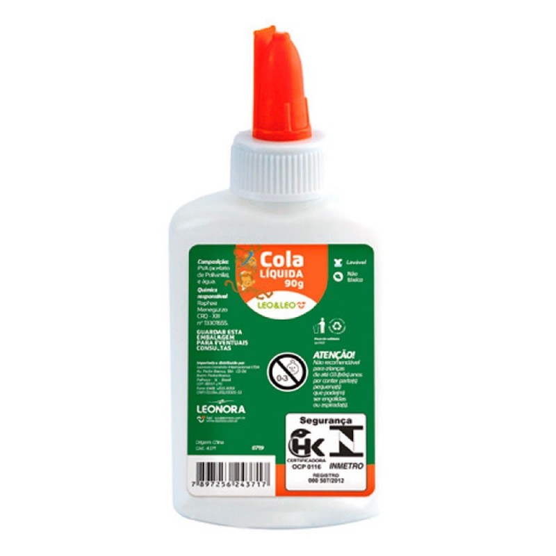 Kit 4 Colas Líquida 90g Branca Escolar Leo & Leo