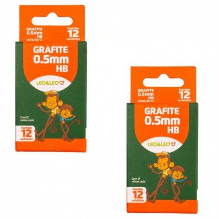 Kit 2 Caixas Grafite 0.5mm Com 12 Minas Cada Leo & Leo