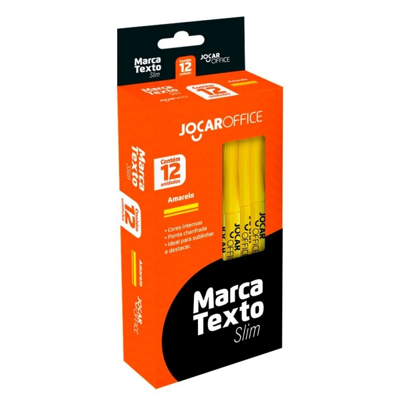 Marca Texto Slim Amarelo Ponta Chanfrada Jocar Office
