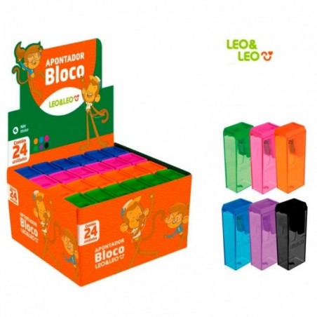 Kit Caixa Apontador Bloco 24 Unidades Colors Leo & Leo