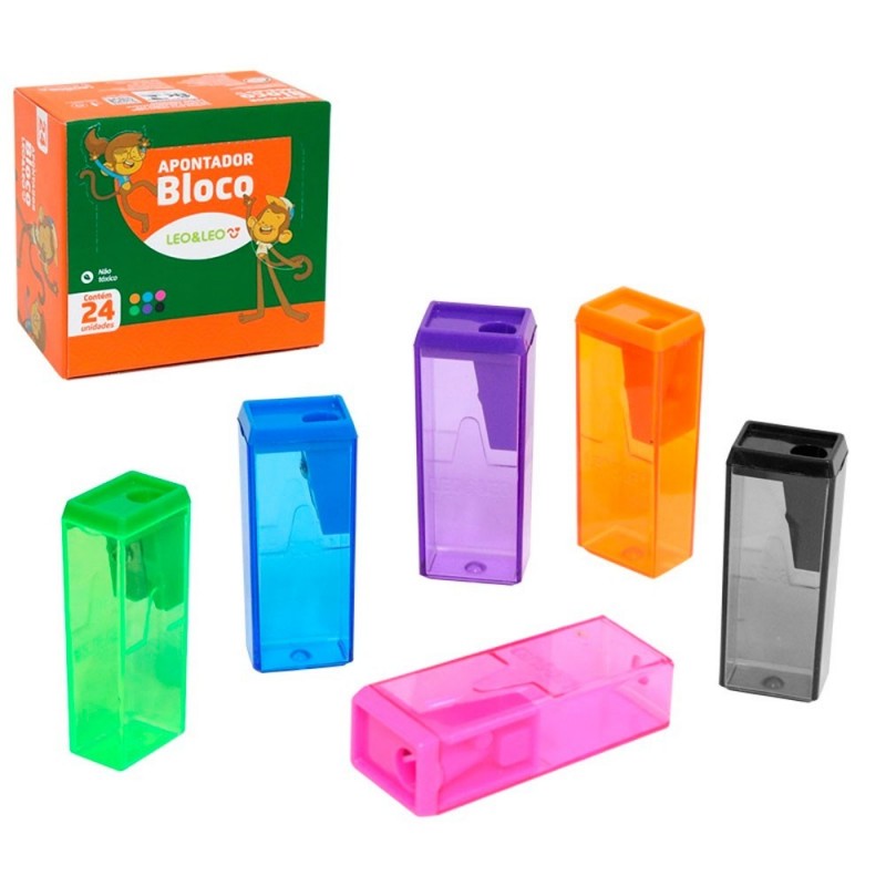 Kit Caixa Apontador Bloco 24 Unidades Colors Leo & Leo