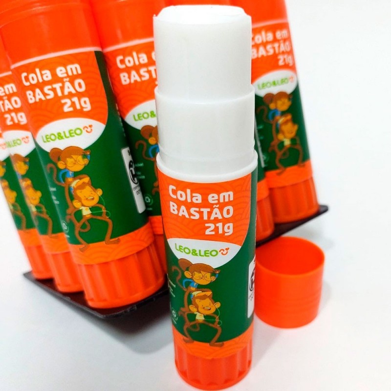 Kit 12 Colas em Bastão 21g Escolar Não Tóxico Leo & Leo