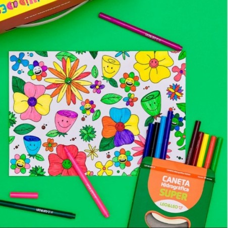 Kit 2 Jogos De Canetas Hidrográfica Super Colorida Leo & Leo