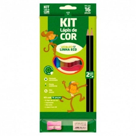 Kit 4 Conjunto Lápis De Cor + Lápis Preto Eco Leo & Leo