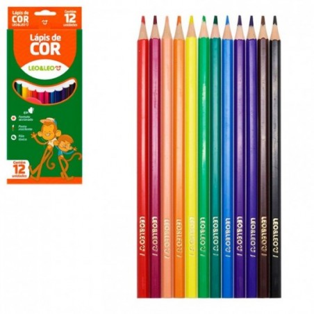 Kit 2 Caixa Lápis De Cor 12 Cores Reflorestada Longo Leo & Leo 