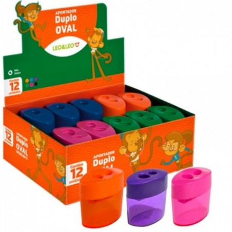 Apontador Duplo Oval Depósito 12 unidades Leo & Leo
