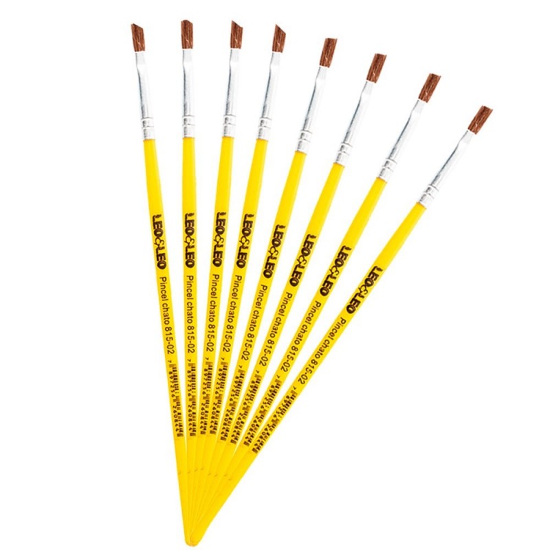 Kit 8 Pincel Escolar Madeira Ponta Fina Leo & Leo 
