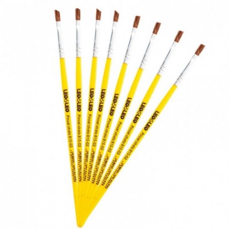 Kit 8 Pincel Escolar Madeira Ponta Fina Leo & Leo 