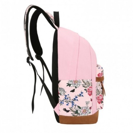 Kit Mochila Necessaire Estojo Camurça Flores Estampado