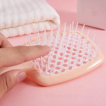 Kit 3 Escovas Raquete Vazada Para Cabelos Cacheados e Lisos