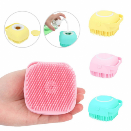 KIt 2 Esponjas De Silicone Banho Com Dispenser Shampoo