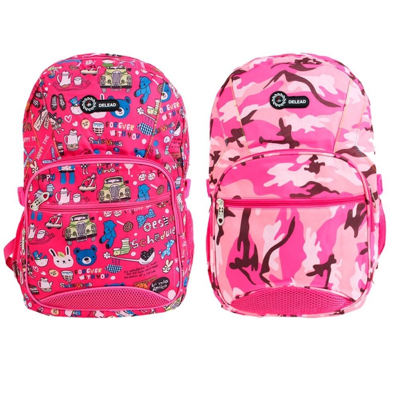 Mochila Feminina Escolar Universitária Estampada C/Bolsos