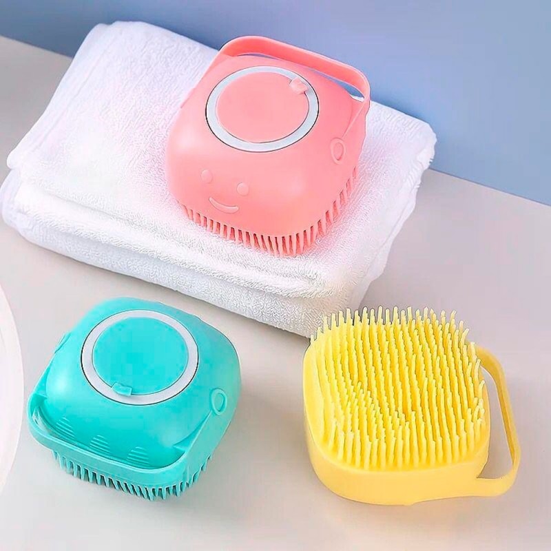 KIt 2 Esponjas De Silicone Banho Com Dispenser Shampoo