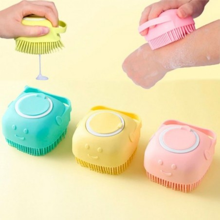 KIt 2 Esponjas De Silicone Banho Com Dispenser Shampoo