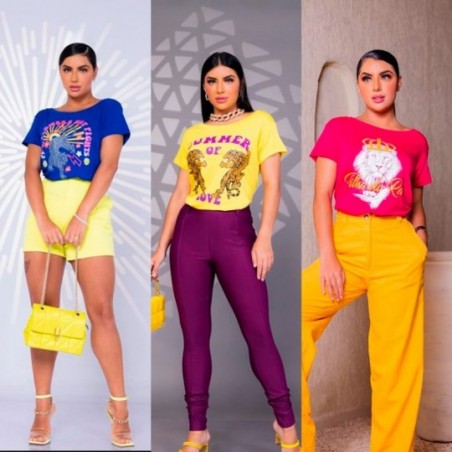 Blusa T-shirt Manga Curta Feminina Estampada