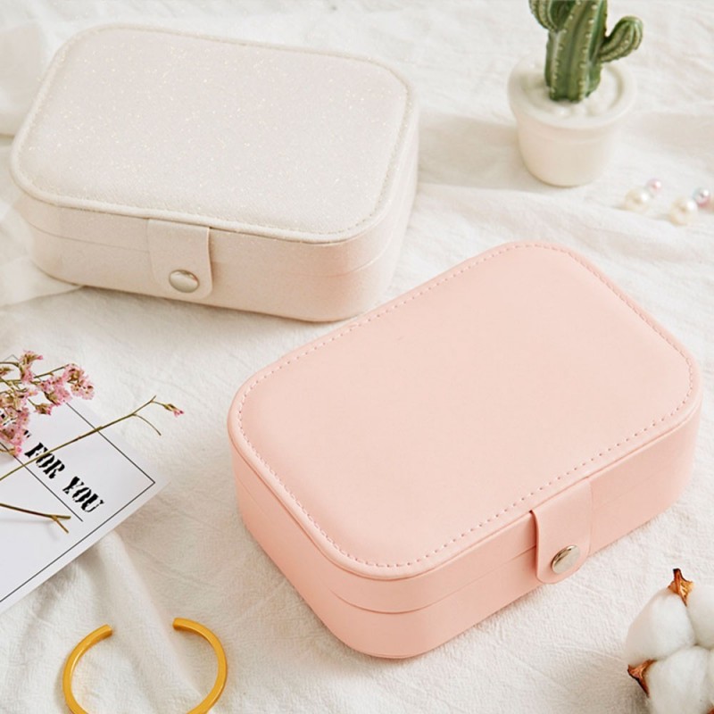 Porta Jóias Veludo Organizador Viagem Mdf Médio Estojo Duplo
