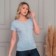 Blusa Feminina Manga Curta Com Botões Baby Look