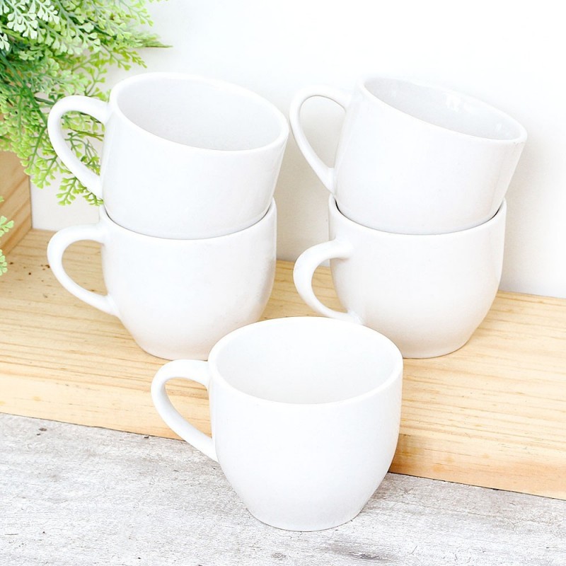 Kit 5 Xícaras Para Chá Café Branco Caneca 170 Ml