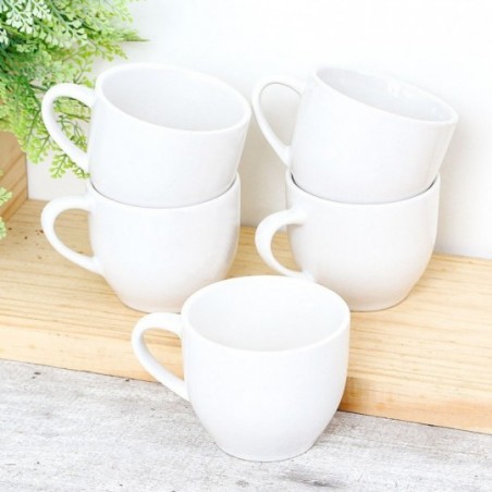 Kit 5 Xícaras Para Chá Café Branco Caneca 170 Ml
