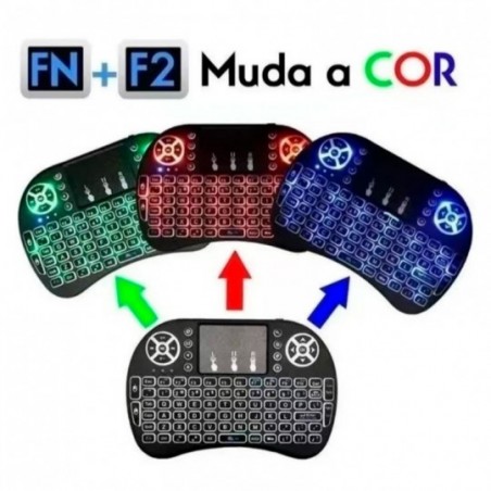 Mini Teclado Controle Sem Fio Wireless Iluminado Colors