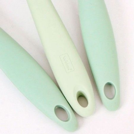 Kit Utensílios Silicone Escumadeira + Colherão + Concha Verde