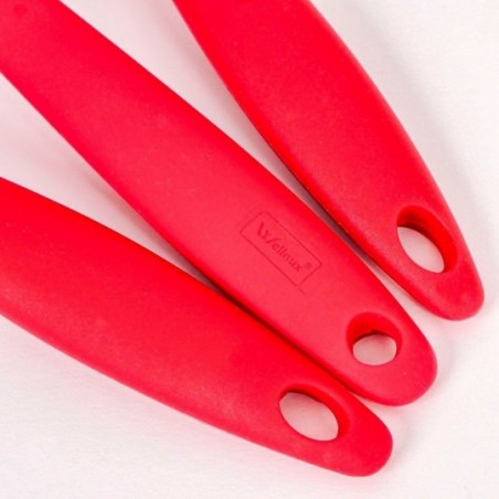 Kit Utensílios Silicone Escumadeira + Concha + Espátula Vermelho