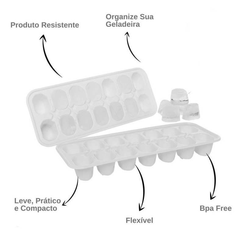 Kit 4 Formas De Gelo Jaguar Com 12 Cubos