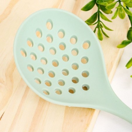 Escumadeira Cozinha Multiuso Silicone Inteiriço Verde 27 Cm