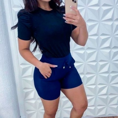 Short Meia Coxa Jeans Fake Feminino Cintura Alta