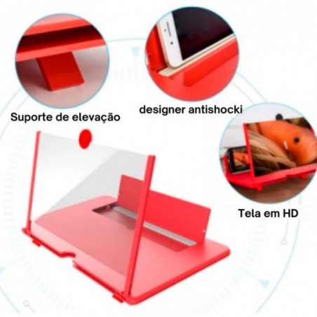 Ampliador De Tela Lente 3d Suporte Dobrável De Celular 