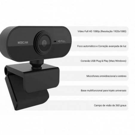 Mini Câmera Webcam Full Hd 1080p Visão 360º Usb Dinâmica