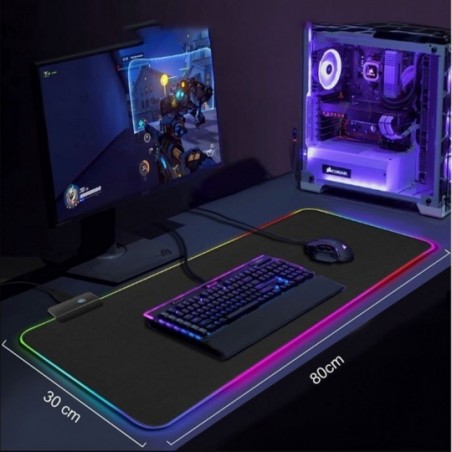Mouse Pad Gamer Grande Speed Borda Led 7 Cores Impermeável