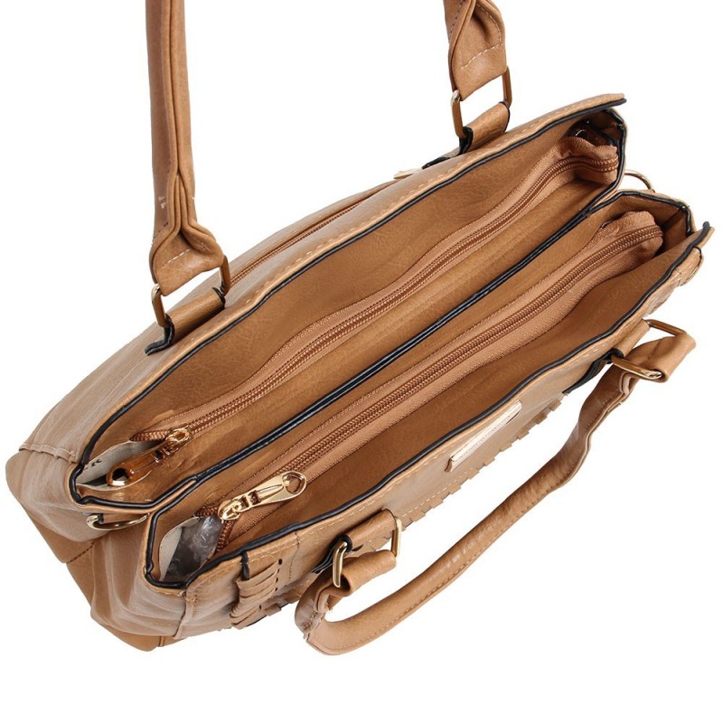 Bolsa Feminina Ombro Grande Alto Relevo Tachas Metálicas
