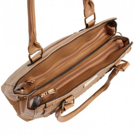 Bolsa Feminina Ombro Grande Alto Relevo Tachas Metálicas