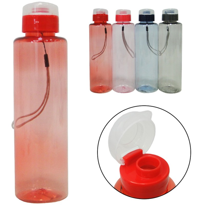 Garrafa Squeeze Plástica Com Alça Transcolor 600 Ml