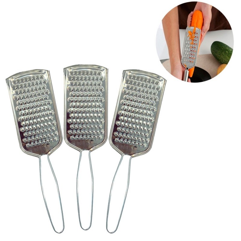Ralador Inox 3 Peças De Alimentos 1 Face Com Cabo 20 Cm Atacado