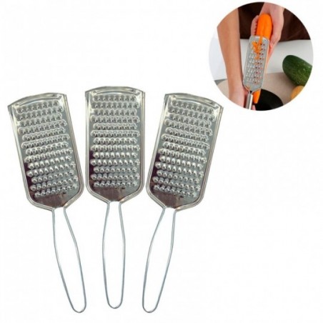 Ralador Inox 3 Peças De Alimentos 1 Face Com Cabo 20 Cm Atacado