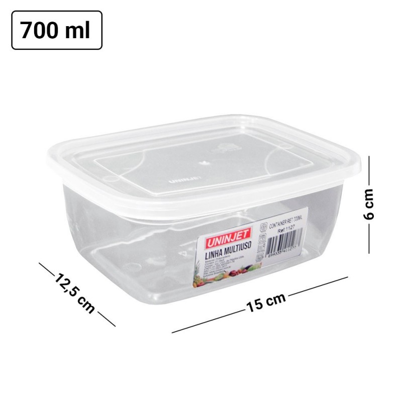 Kit 10 Potes Transparentes 700ML Com Tampa Porta Mantimentos - Feira da Madrugada SP