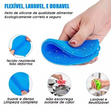 Esponja Silicone Lavar Louça Antibacteriana Bucha Cozinha