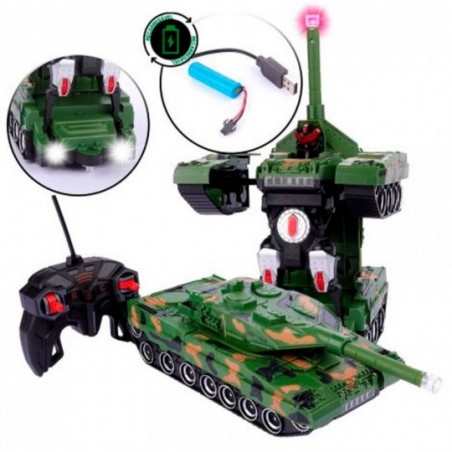 Carrinho Tanque de Guerra Com Controle Remoto 2 EM 1 Robô