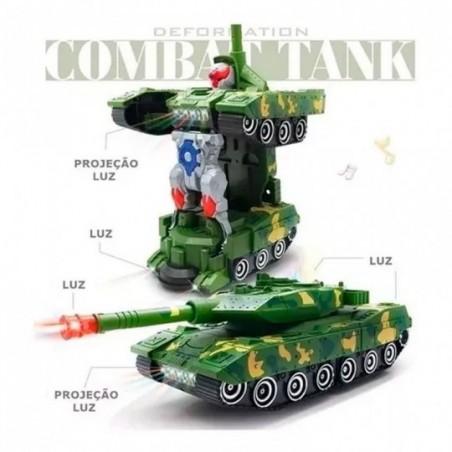 Carrinho Tanque de Guerra Com Controle Remoto 2 EM 1 Robô