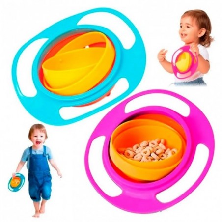 Prato Tigela Infantil Giratório 360 Anti Derramamento Colorida