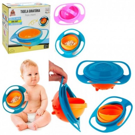 Prato Tigela Infantil Giratório 360 Anti Derramamento Colorida