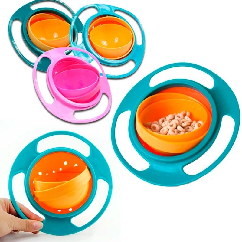 Prato Tigela Infantil Giratório 360 Anti Derramamento Colorida