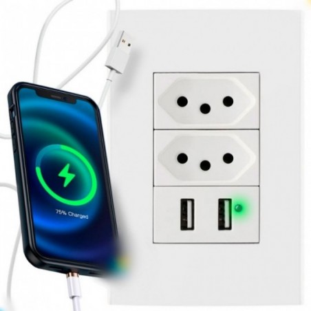 Tomada Parede Entradas Usb Carregador Universal Dispositivo