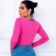 Cropped Blusa Canelado Com Bojo Manga Longa Blogueira Feminina