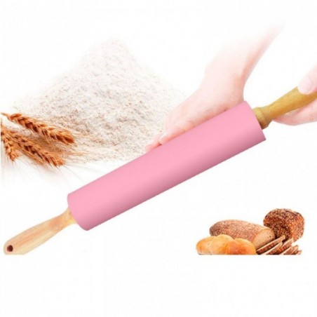 Rolo Para Massa De Silicone Cabo Em Madeira 42Cm